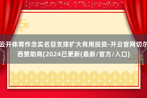 云开体育作念实名目支撑扩大有用投资-开云官网切尔西赞助商(2024已更新(最新/官方/入口)